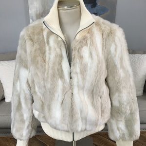 Cream fur bomber coat